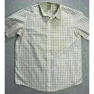 LL Bean Mens Button Down Shirt Size XL Tall Wrinkle Resistant Orange Blue Plaid